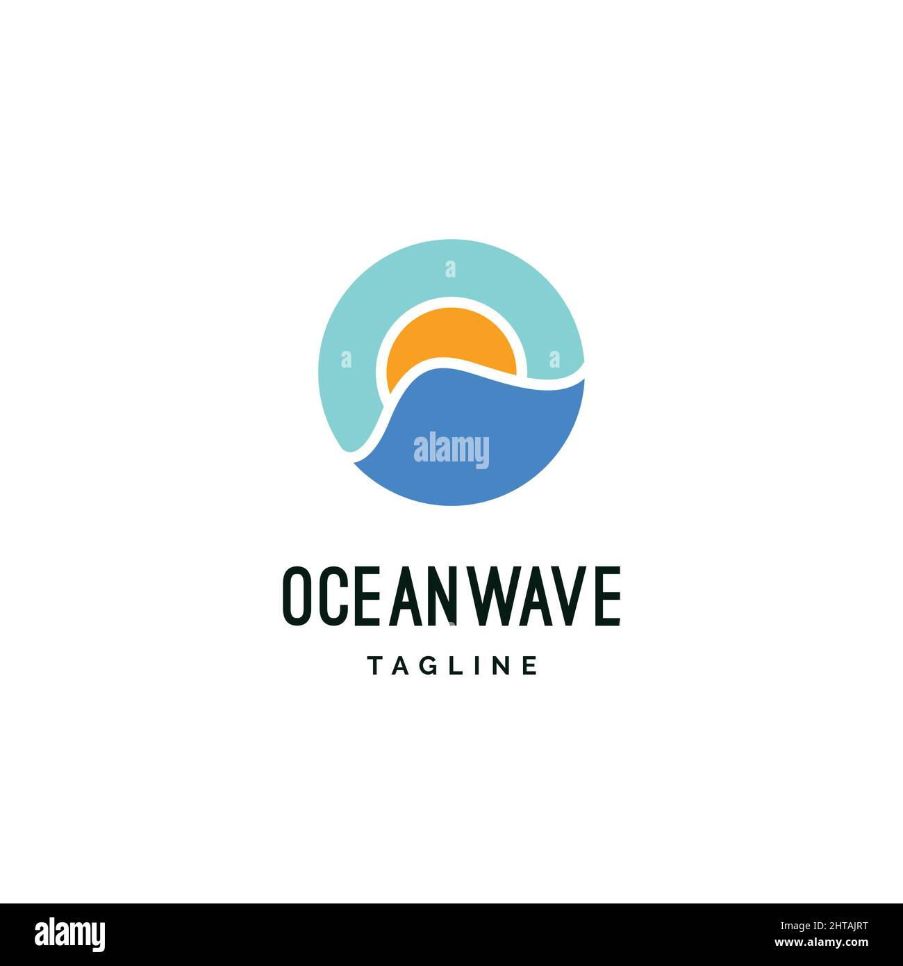 Ocean wave with sun logo design illustration vector template Stock ...