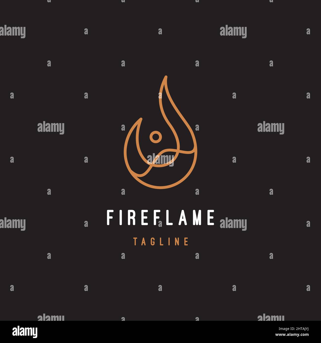 Fire flame with line art style logo design illustration vector template ...