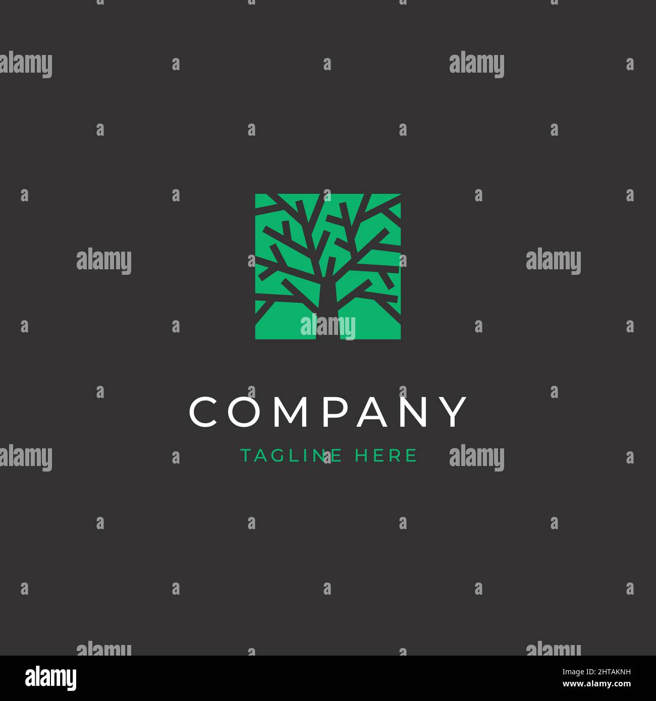 Green tree logo design illustration vector template Stock Vector