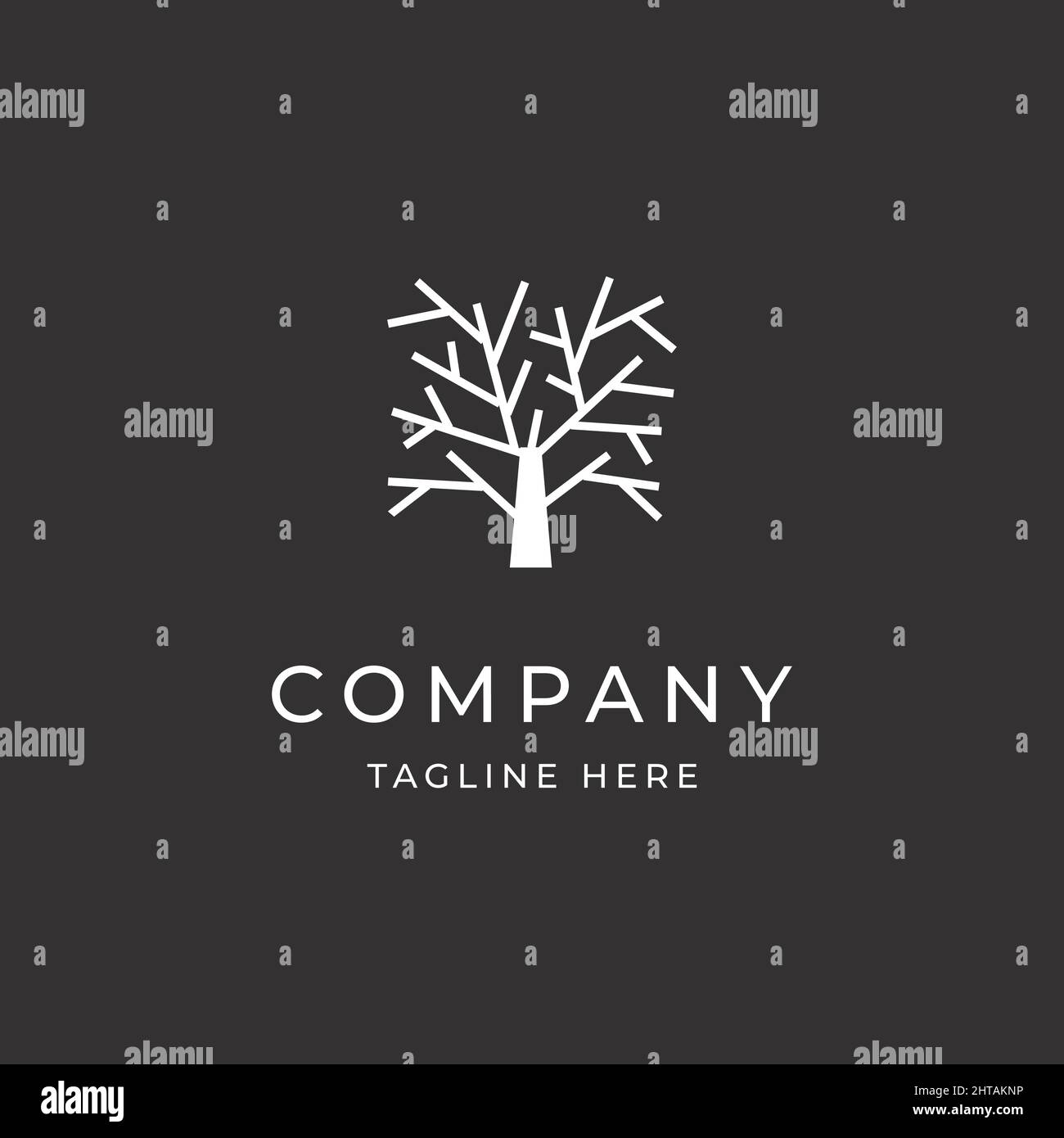 Old tree logo design illustration vector template. Premium tree logo design icon vector template. Branch icon illustration Stock Vector