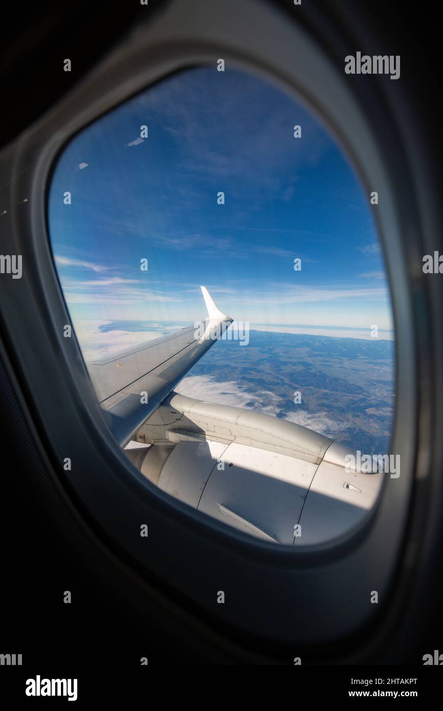 Aerial view of clouds from an airplane Stock Photo