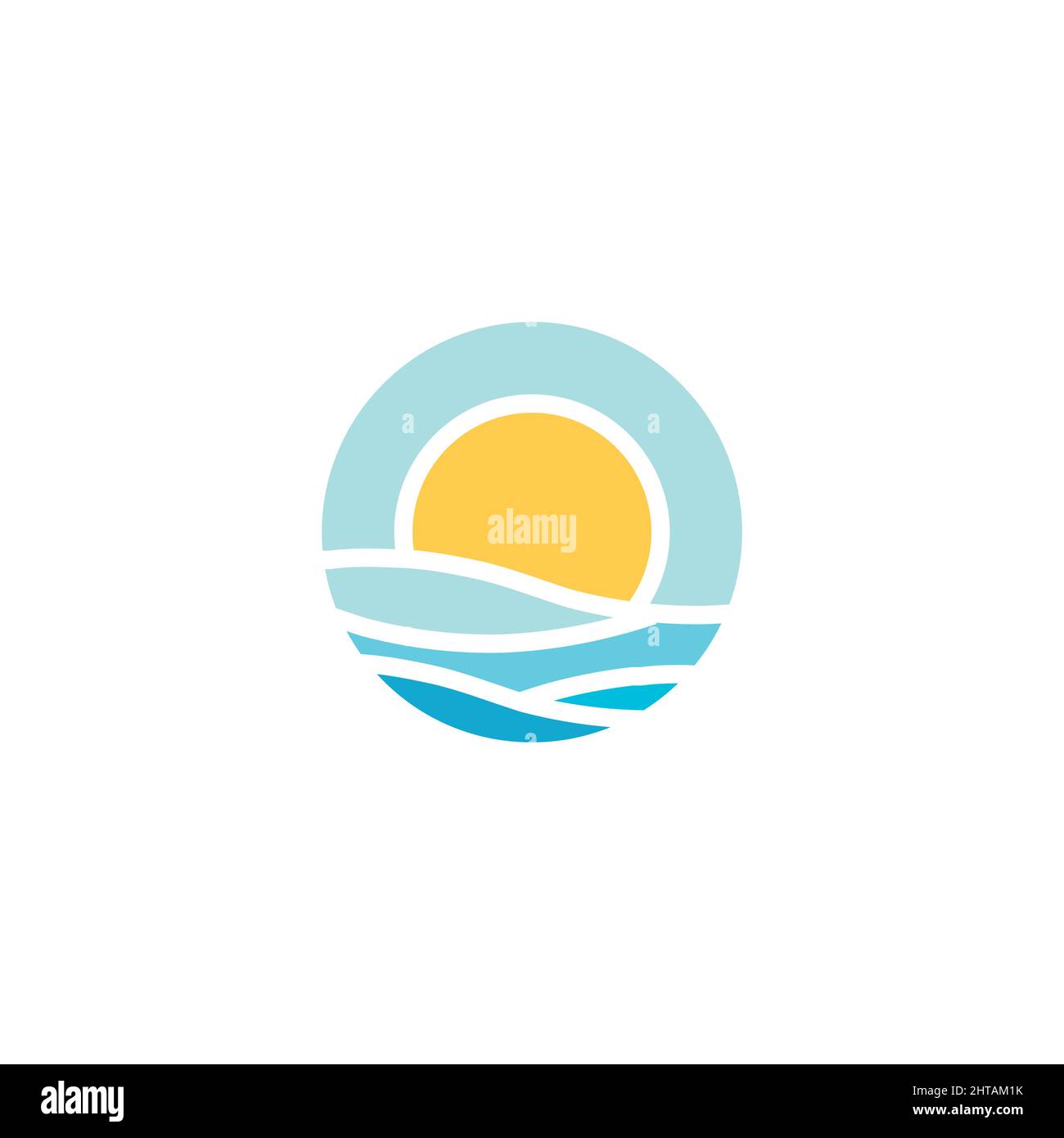 Sun wave logo design illustration vector template Stock Vector