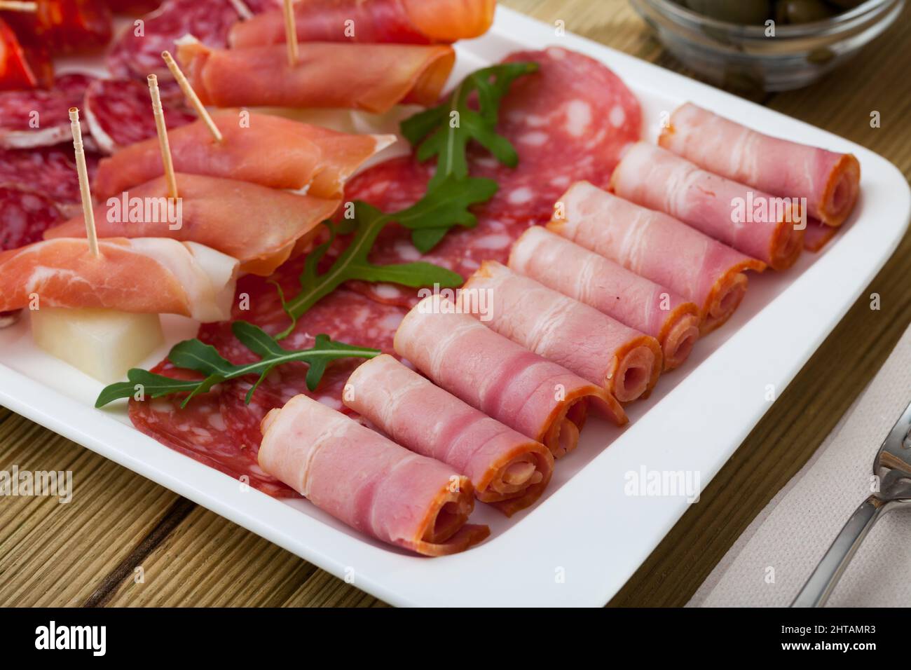 Spanish meat antipasto platter Stock Photo Alamy