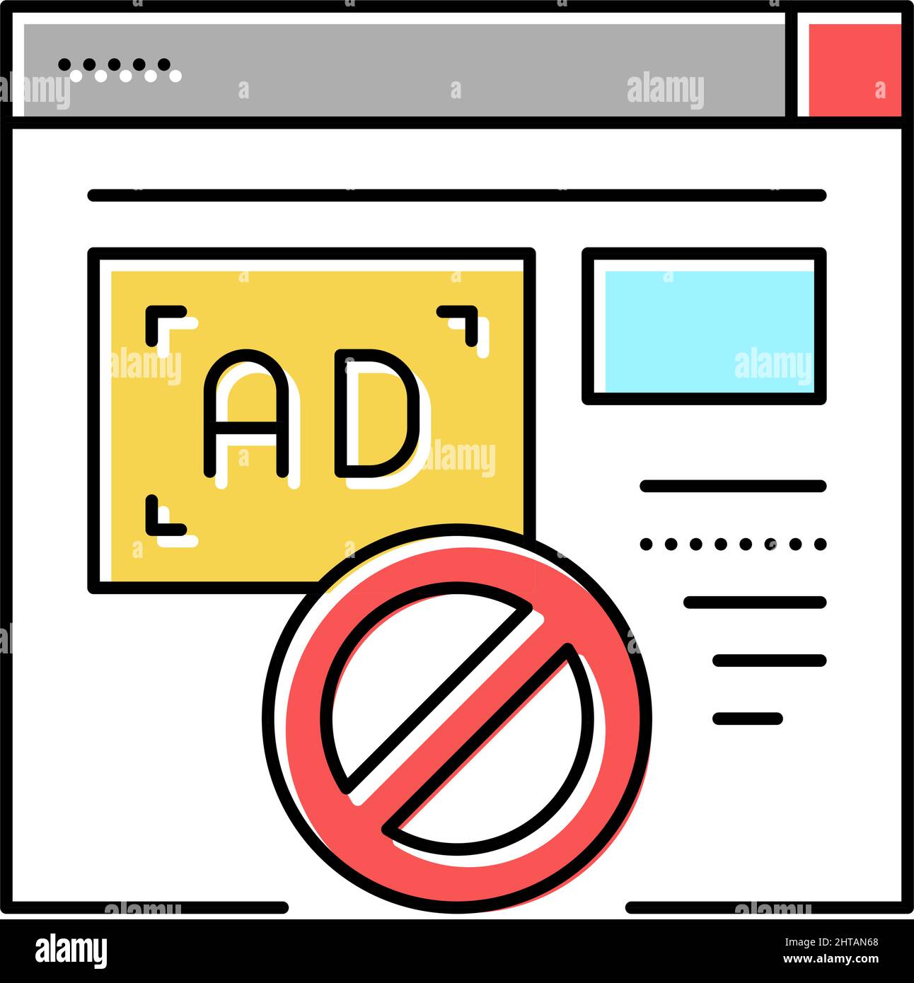 blocked ads web site color icon vector illustration Stock Vector Image ...