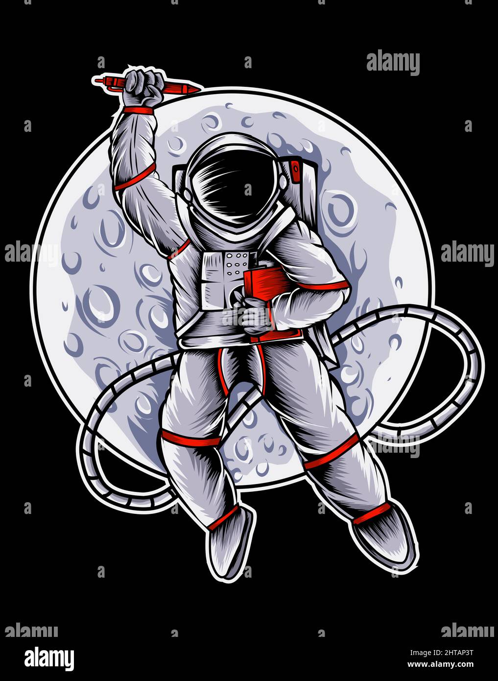 illustration vector astronaut with moon Stock Vector