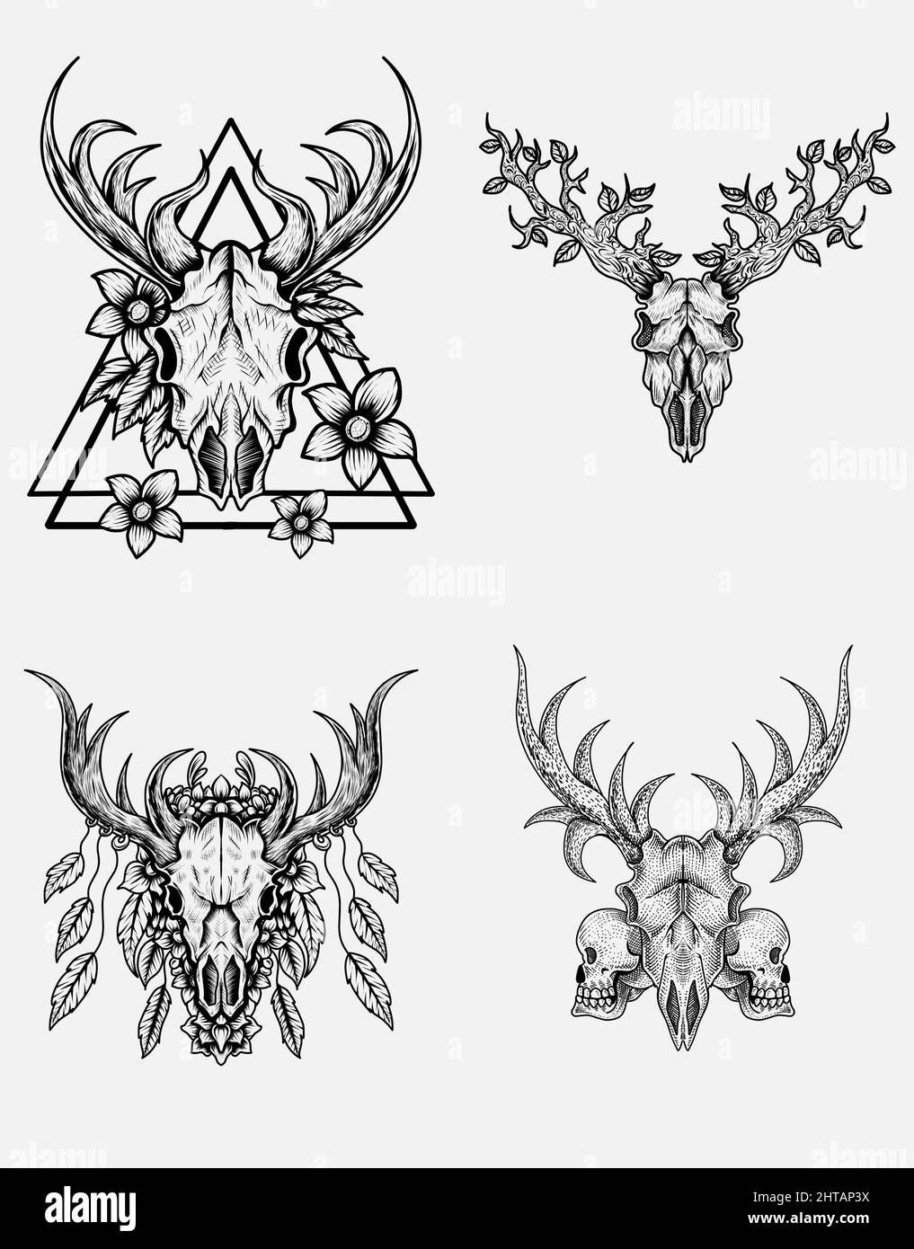 Deer Skull and Antlers by Two Best Temporary Tattoos| WannaBeInk.com