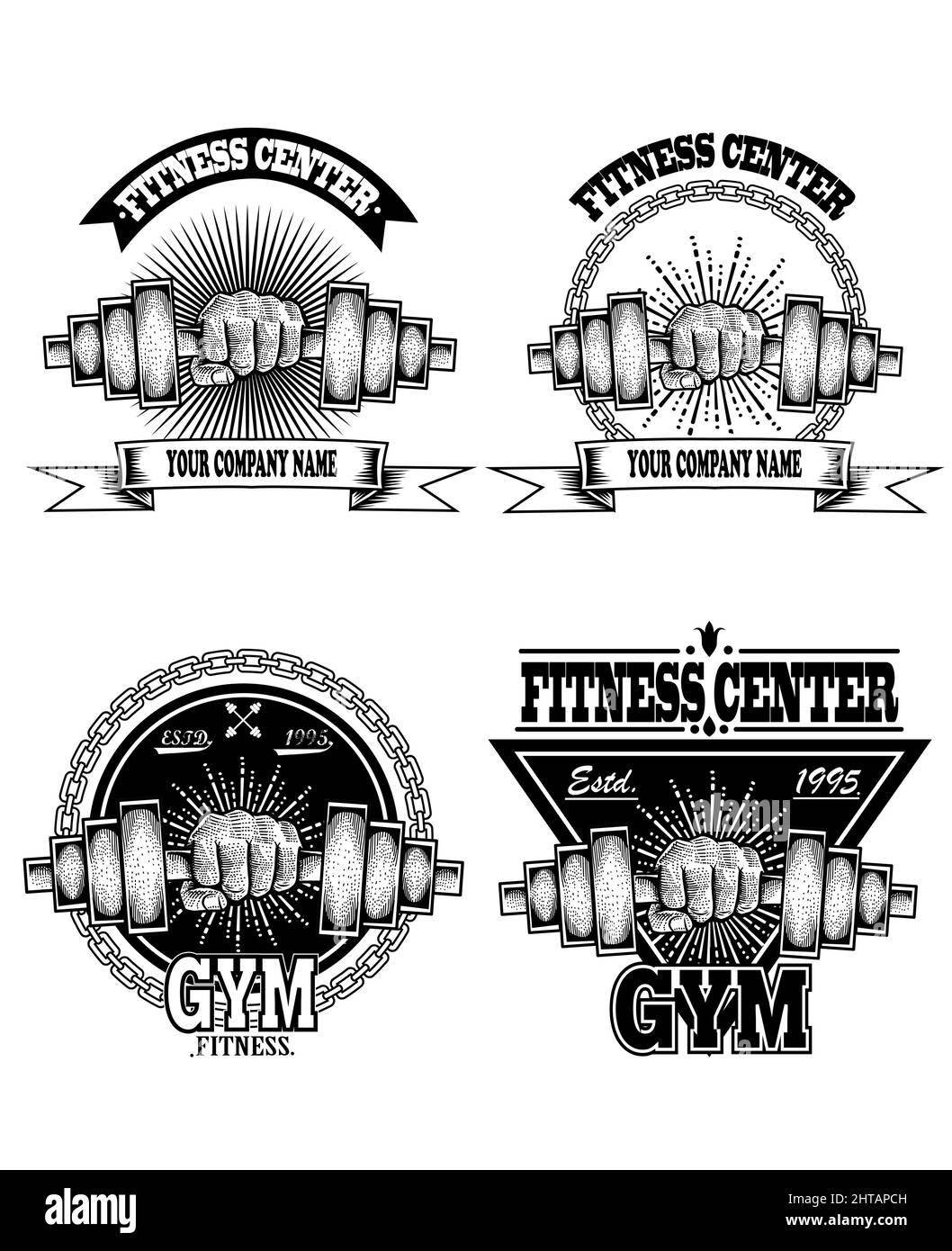 set vintage gym fitness logo Stock Vector Image & Art Alamy