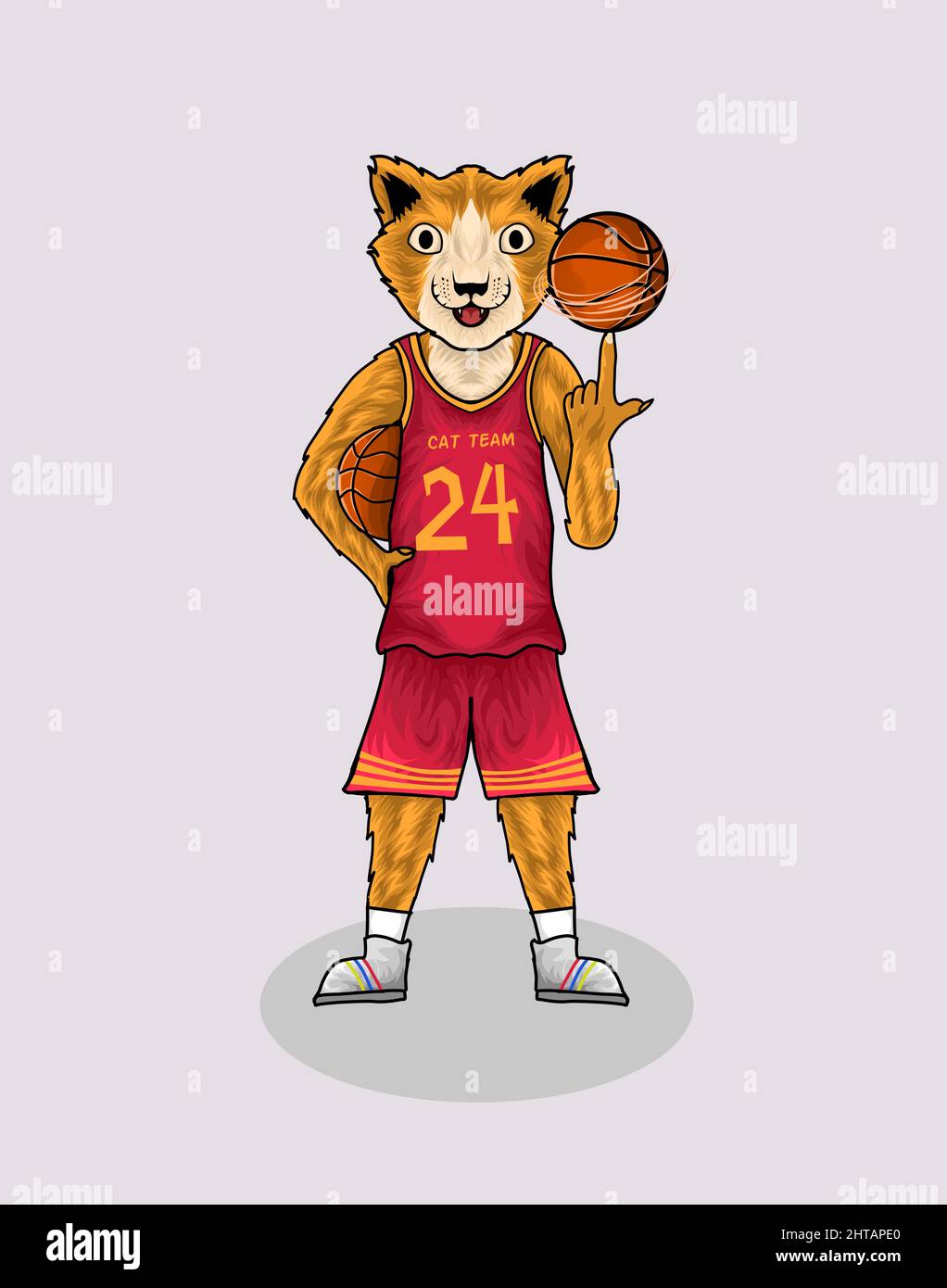 illustration vector cat basket player Stock Vector