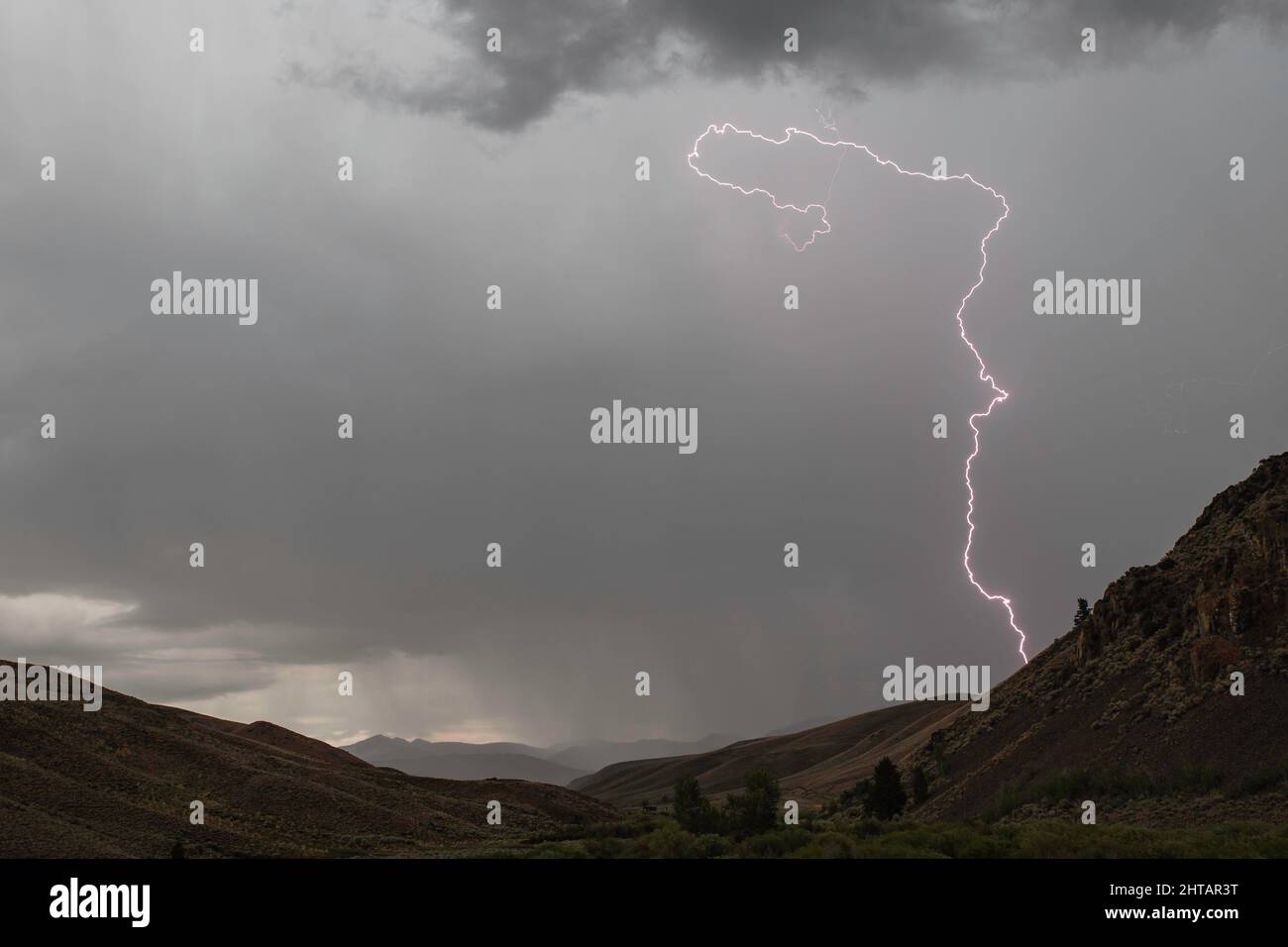 Summer Lightning Strikes in Idaho Stock Photo