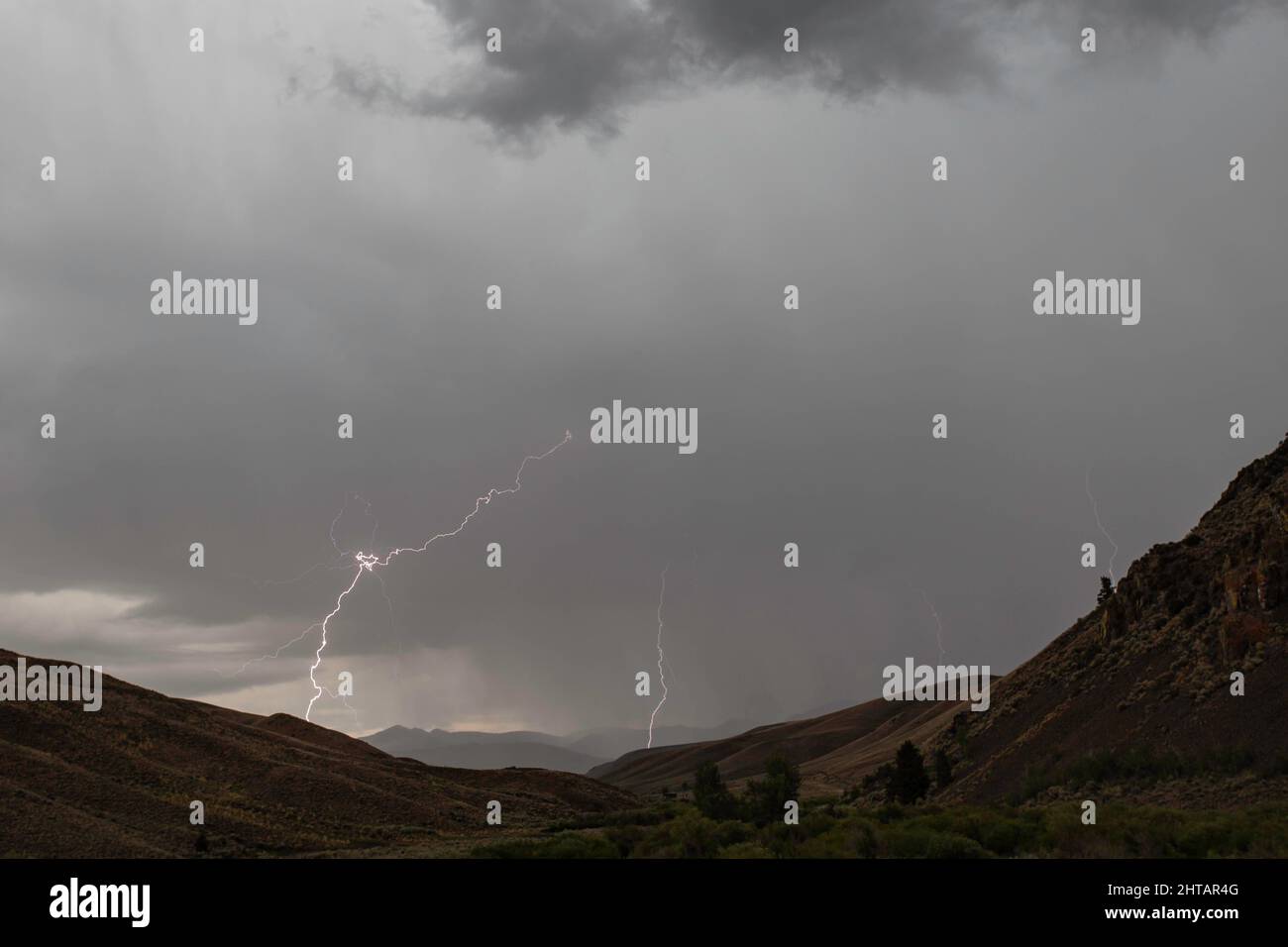Summer Lightning Strikes in Idaho Stock Photo