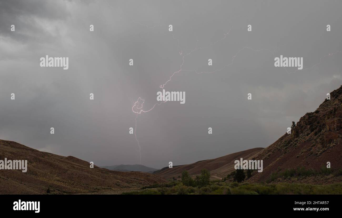 Summer Lightning Strikes in Idaho Stock Photo