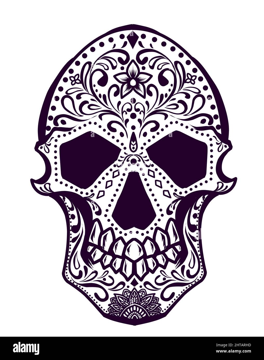 illustration vector skull head with pattern ornament style Stock Vector ...