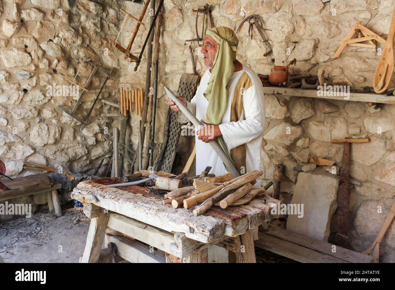 An Actor Portrays A First Century Carpenter At The Nazareth Village ...