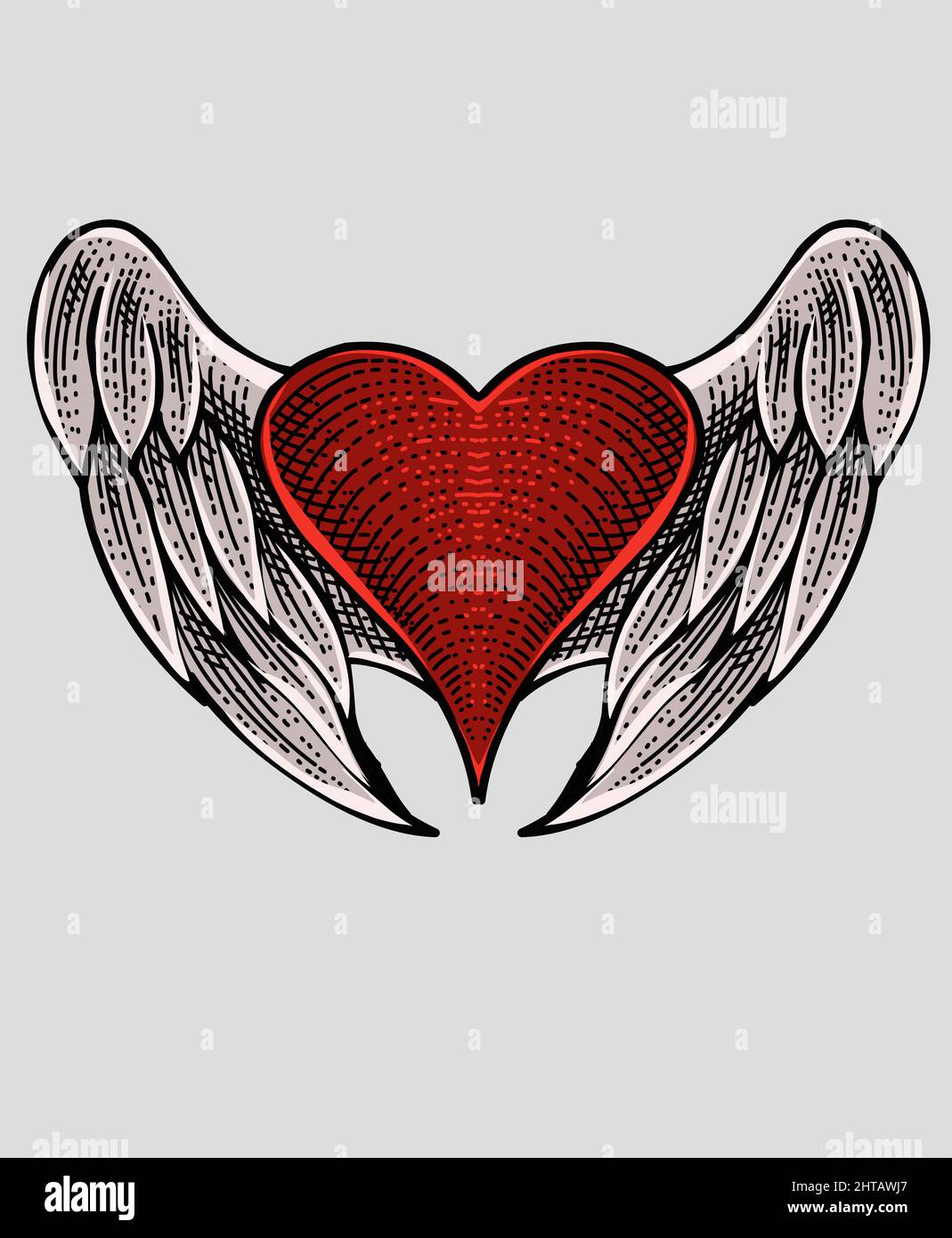 Illustration vector red heart wings Stock Vector