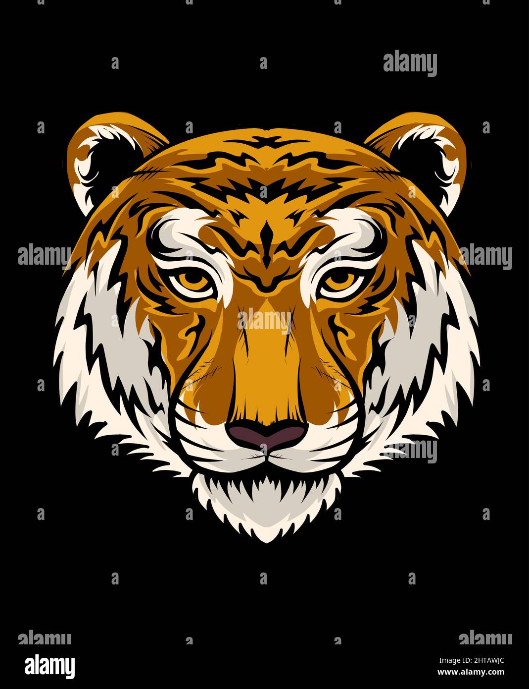 Illustration vector tiger head on black background Stock Vector