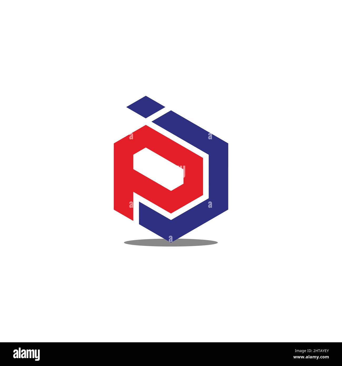 letter pj simple hexagonal geometric logo vector Stock Vector