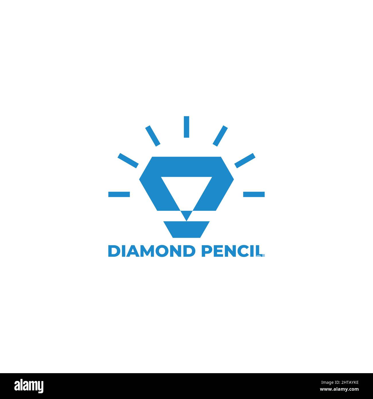 shine blue diamond pen simple geometric logo vector Stock Vector
