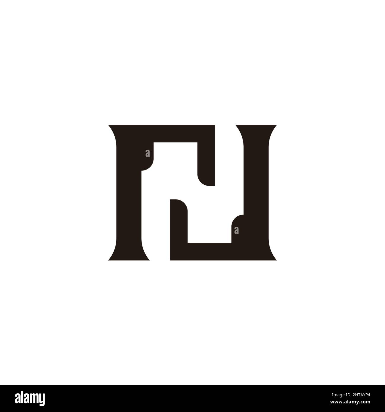 letter rn negative space silhouette logo vector Stock Vector