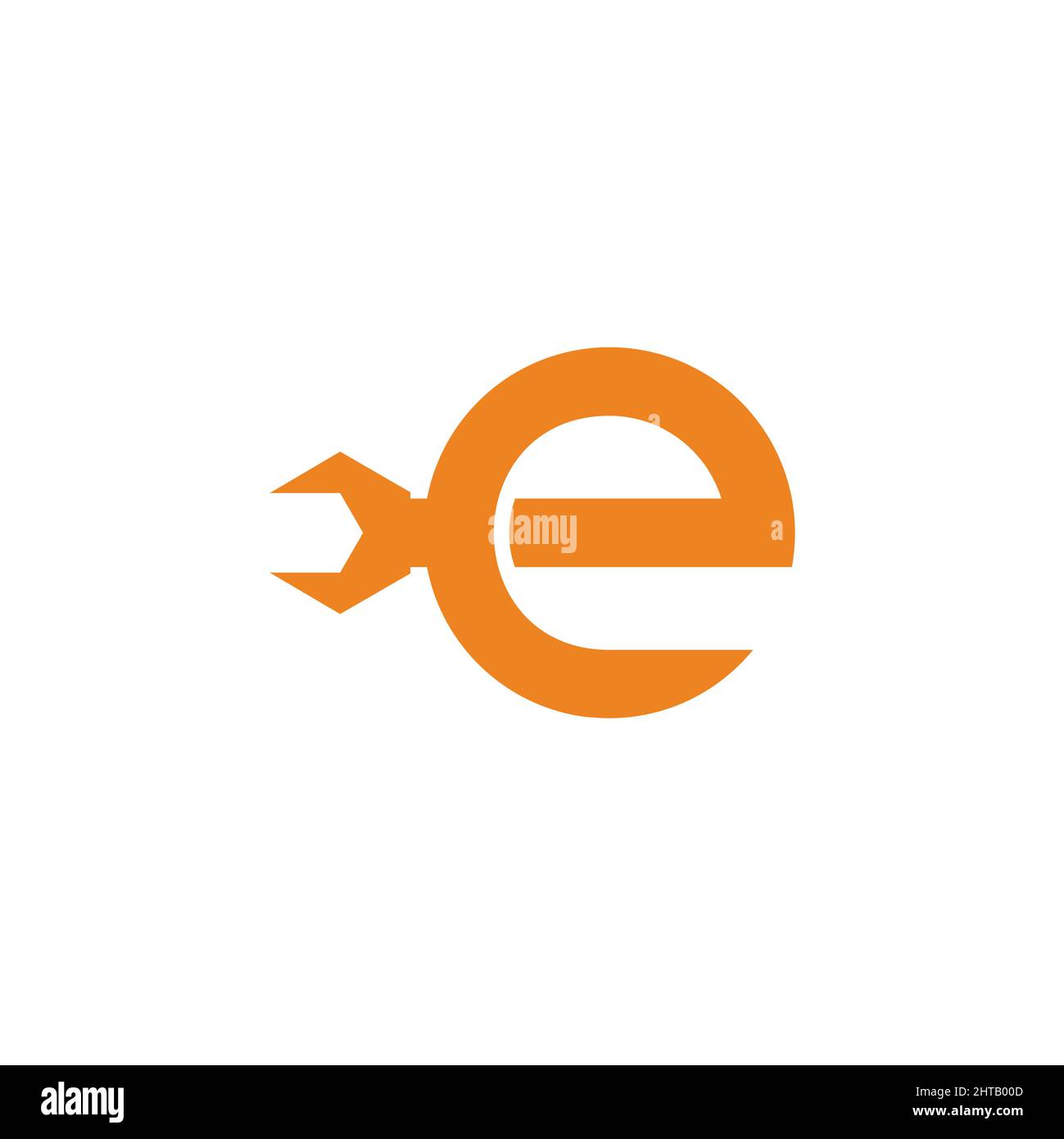 letter e wrench service symbol geometric design logo vector Stock Vector
