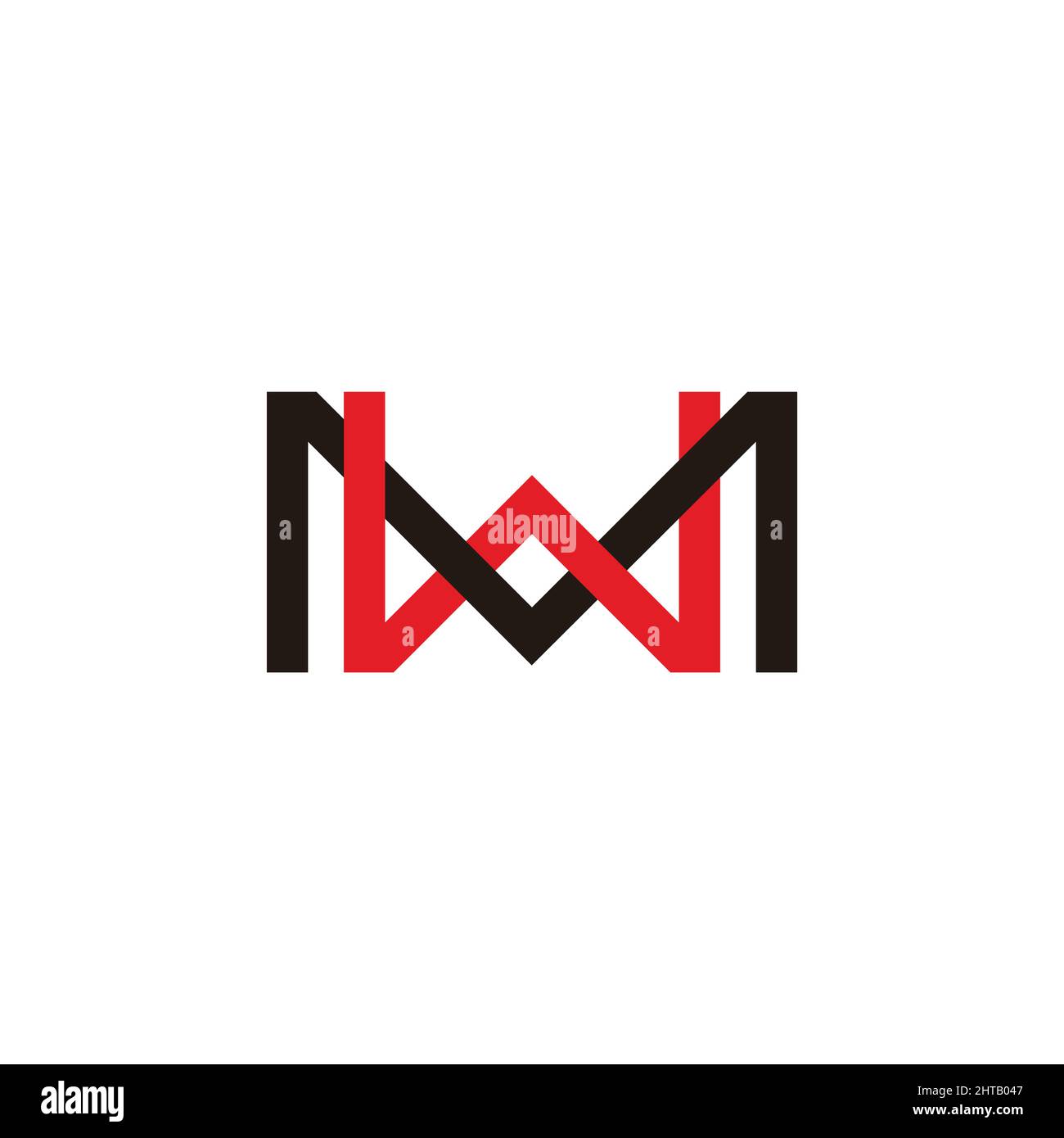letter mw linked colorful line overlap logo vector Stock Vector
