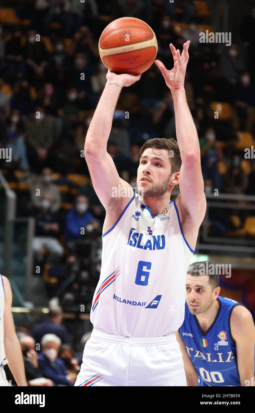 Jon Axel Gudmundsson (Iceland) during the FIBA World Cup 2023 qualifiers game Italy Vs. Iceland at the Paladozza sports palace in Bologna, February 27, 2022 - Photo: Michele Nucci Stock Photo