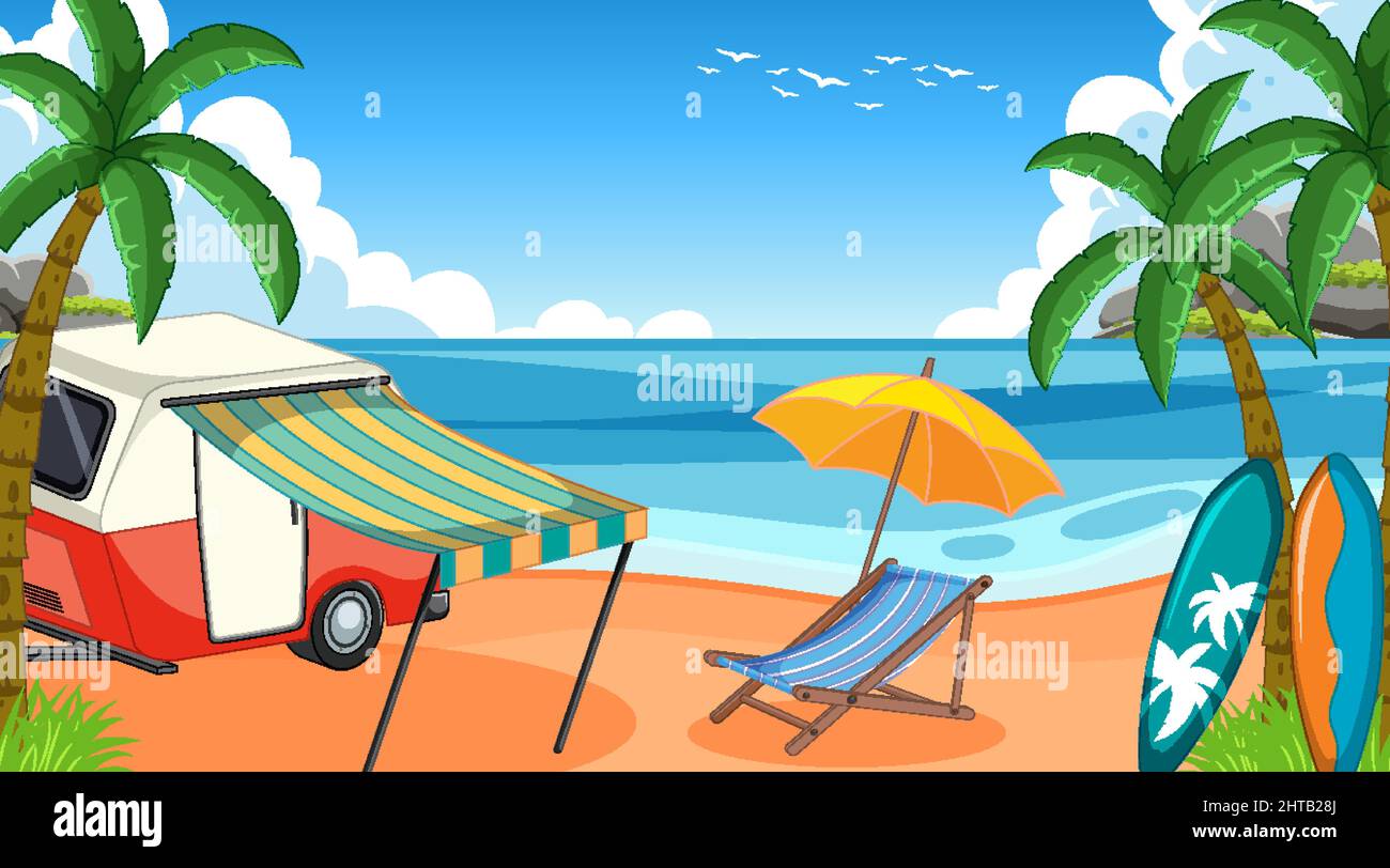Summer vacation on the beach background illustration Stock Vector Image ...