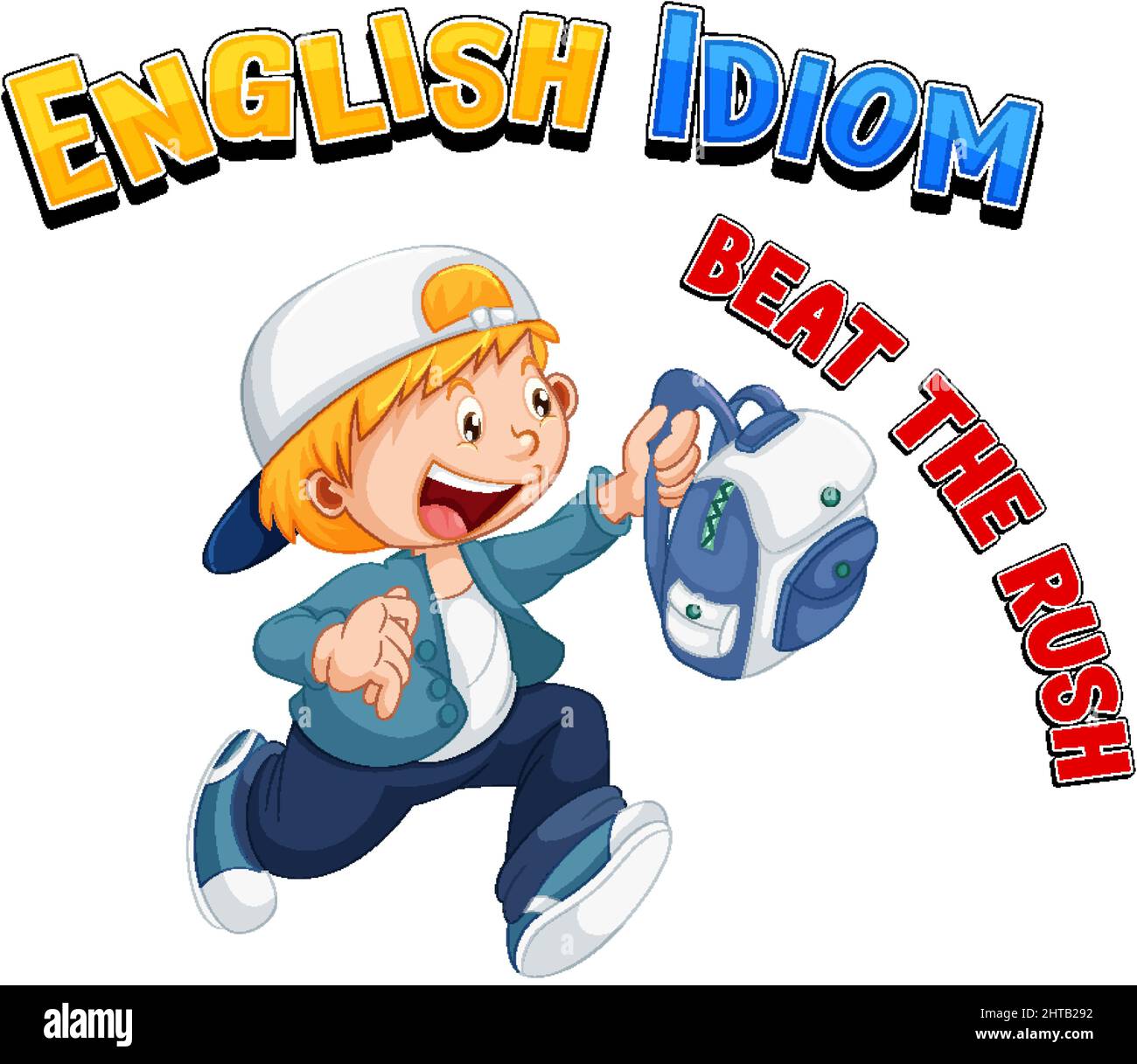English idiom with picture description for beat the rush illustration