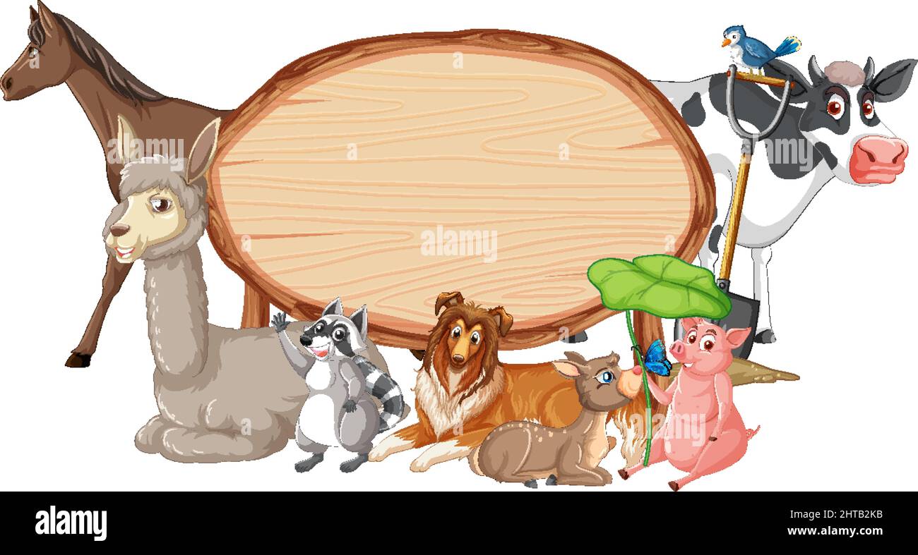 Animal with wooden sign banner illustration Stock Vector Image & Art ...