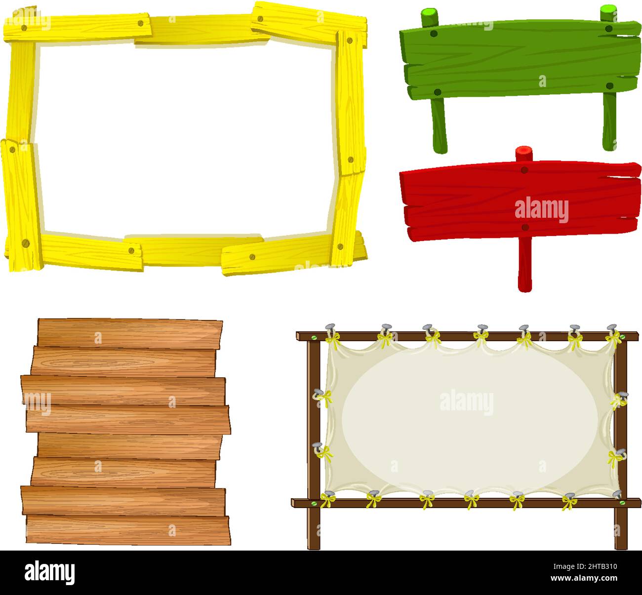 Set of wooden sign banner illustration Stock Vector Image & Art - Alamy