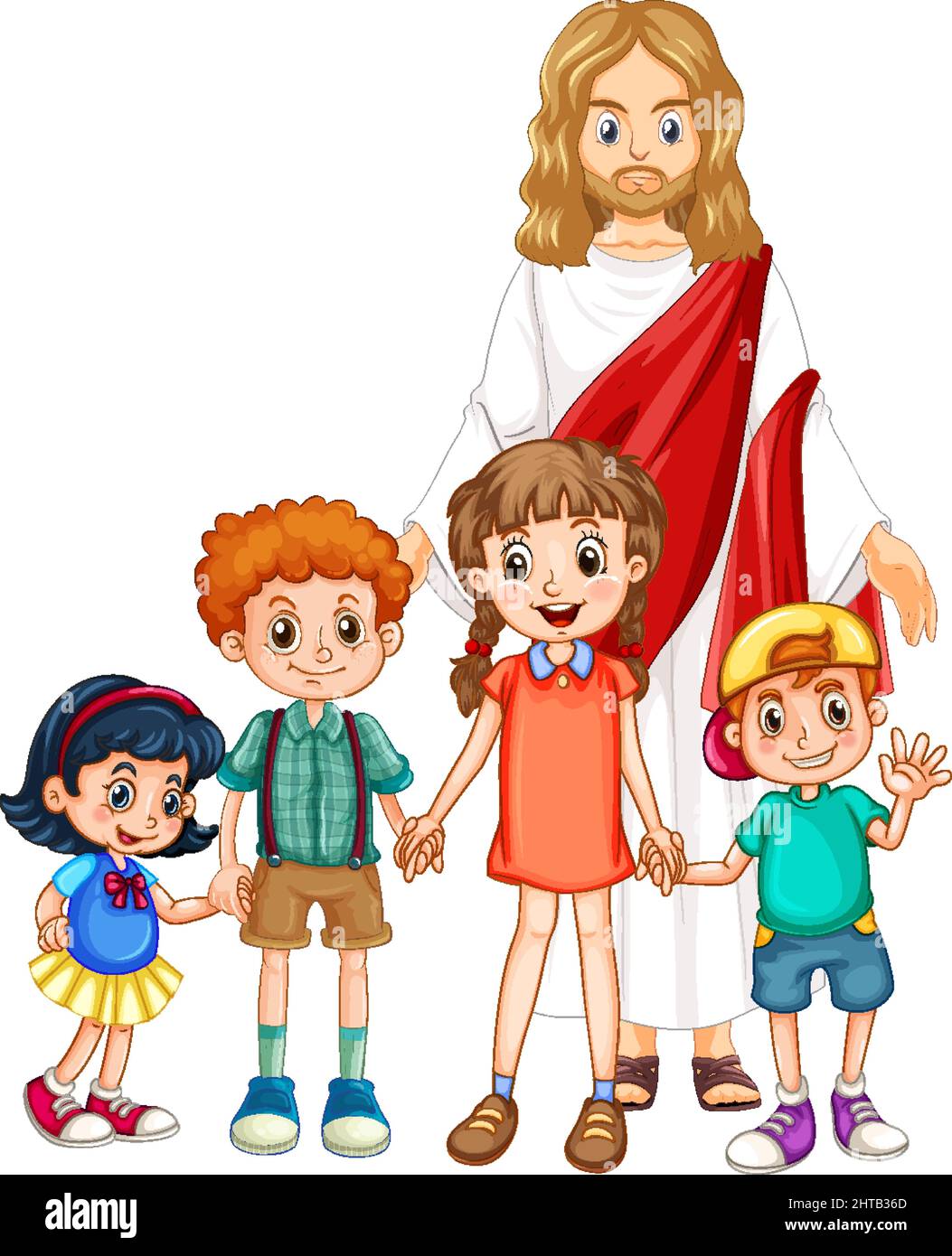 Jesus and children on white background illustration Stock Vector Image ...