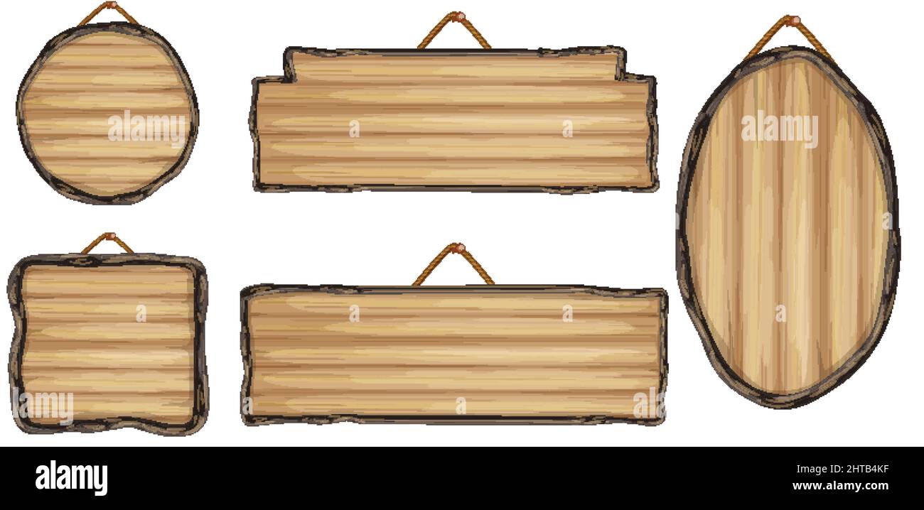 Set of wooden sign banner illustration Stock Vector Image & Art - Alamy