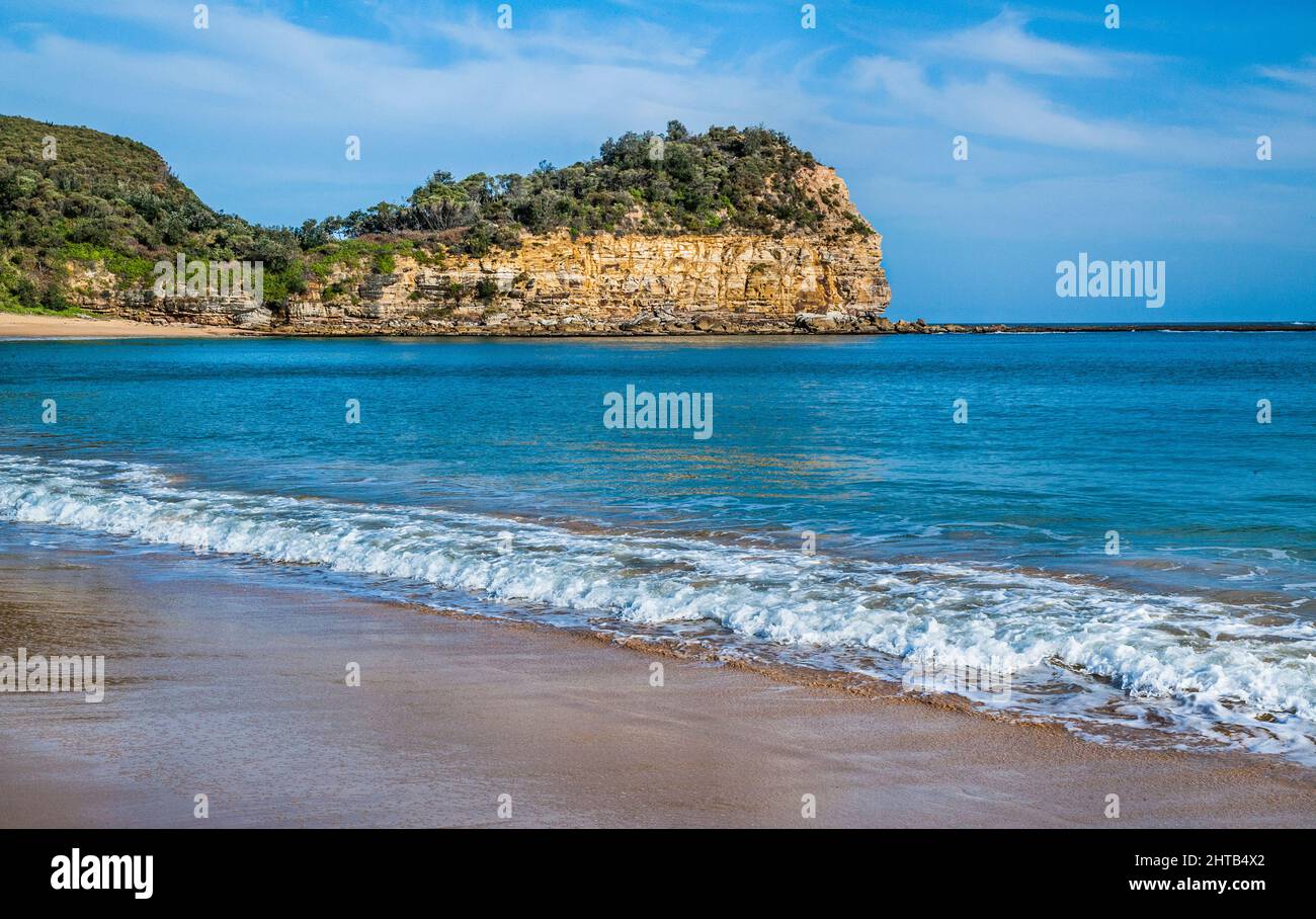 view of Bouddi Head at Maitland Bay, in Bouddi National Park, on the Central Coast of New South Wales, Australia Stock Photo