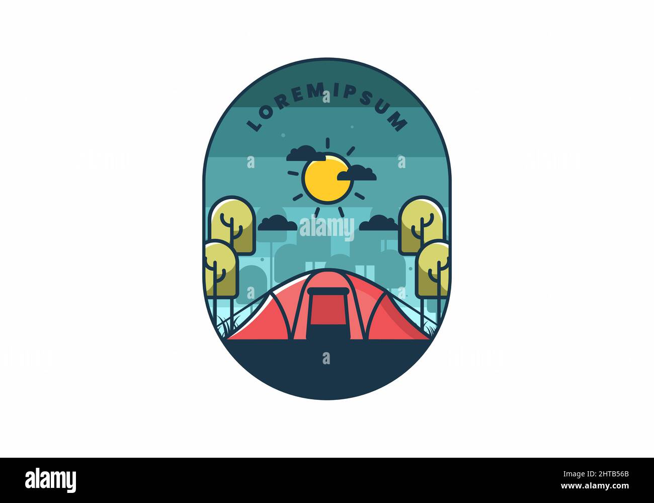 camping with a big tent flat illustration design Stock Vector Image ...