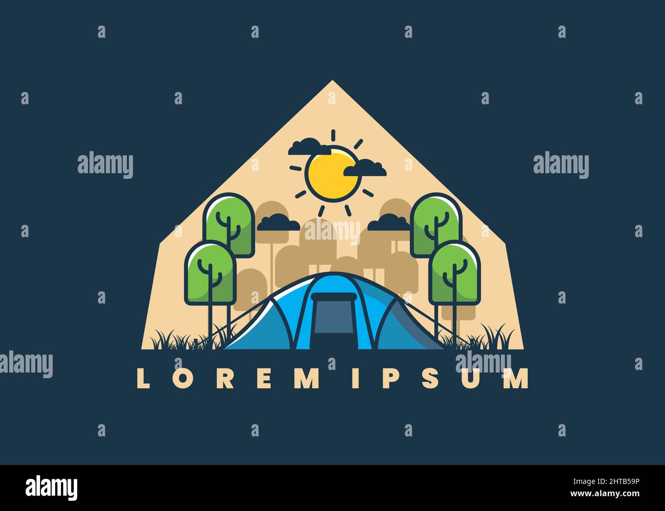 camping with a big tent flat illustration design Stock Vector Image ...