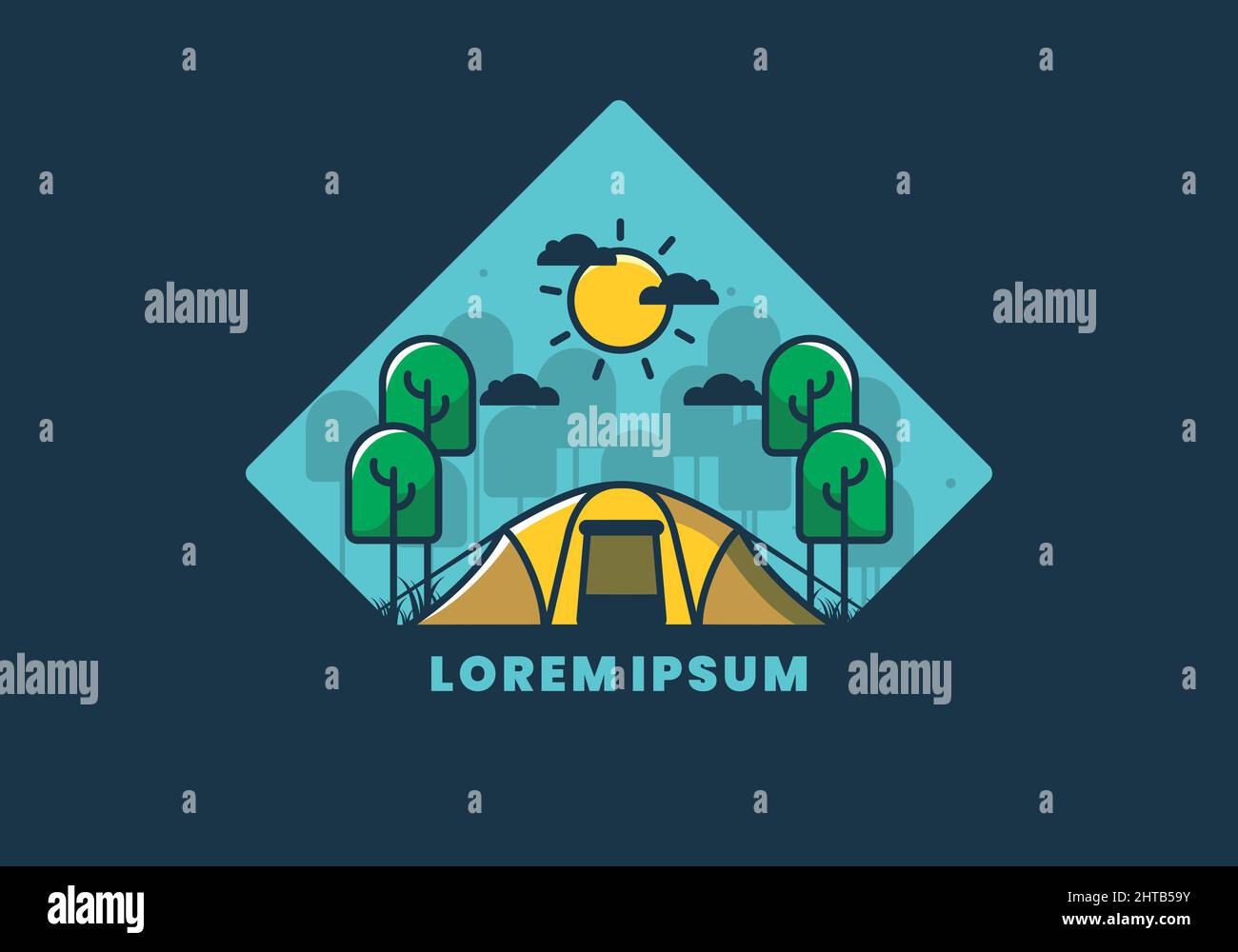 camping with a big tent flat illustration design Stock Vector Image ...