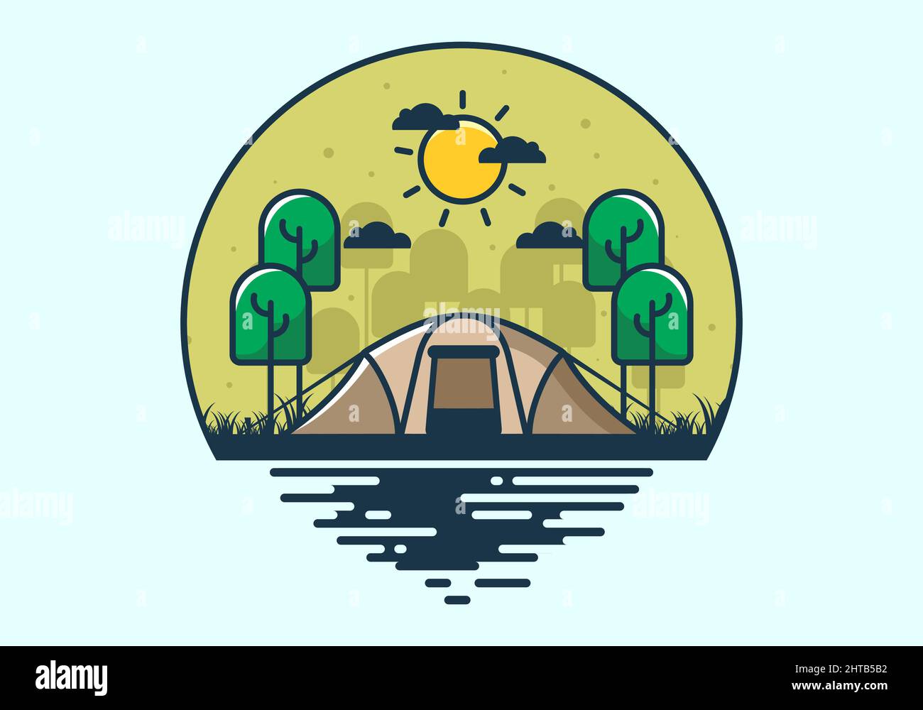 camping with a big tent flat illustration design Stock Vector Image ...