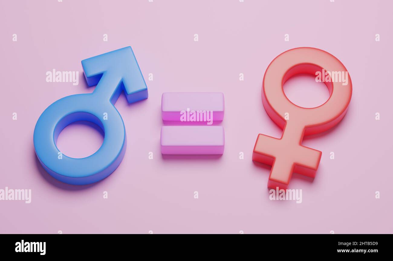 Social equality. Equal rights of men and women. 3d render. Stock Photo