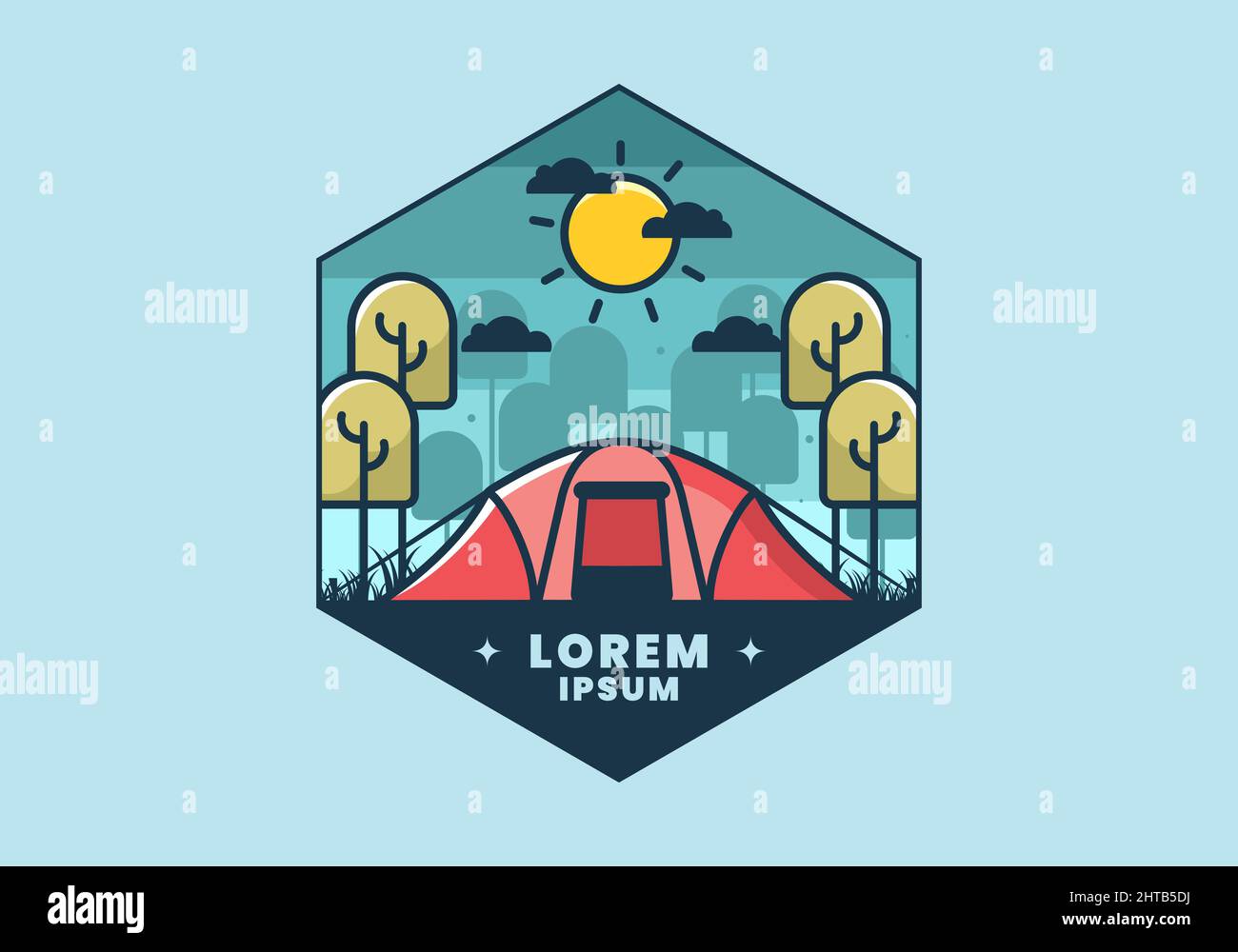 camping with a big tent flat illustration design Stock Vector Image ...