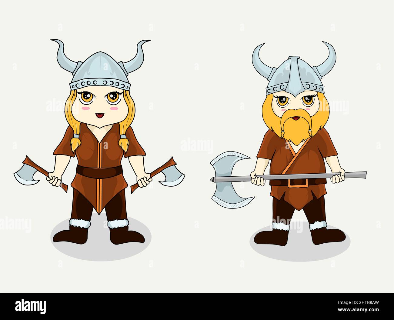 Set cute viking character - vector illustration Stock Vector