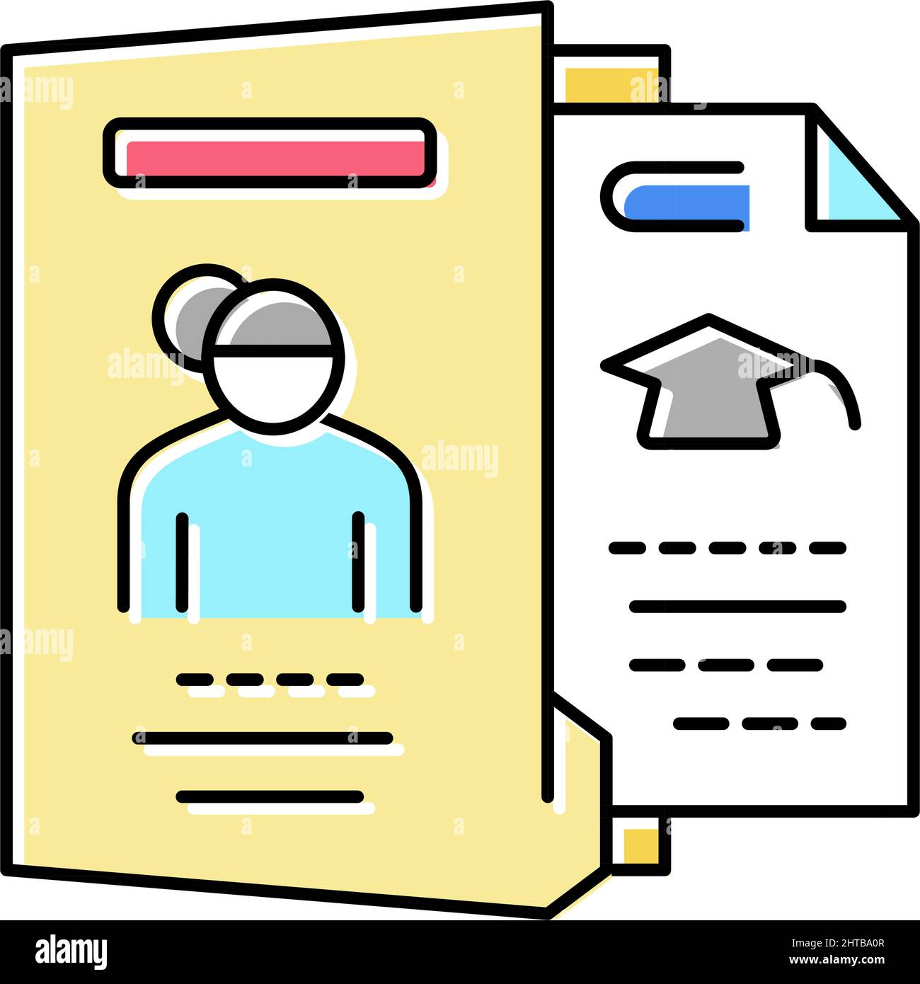 biography check and verification of candidates color icon vector ...