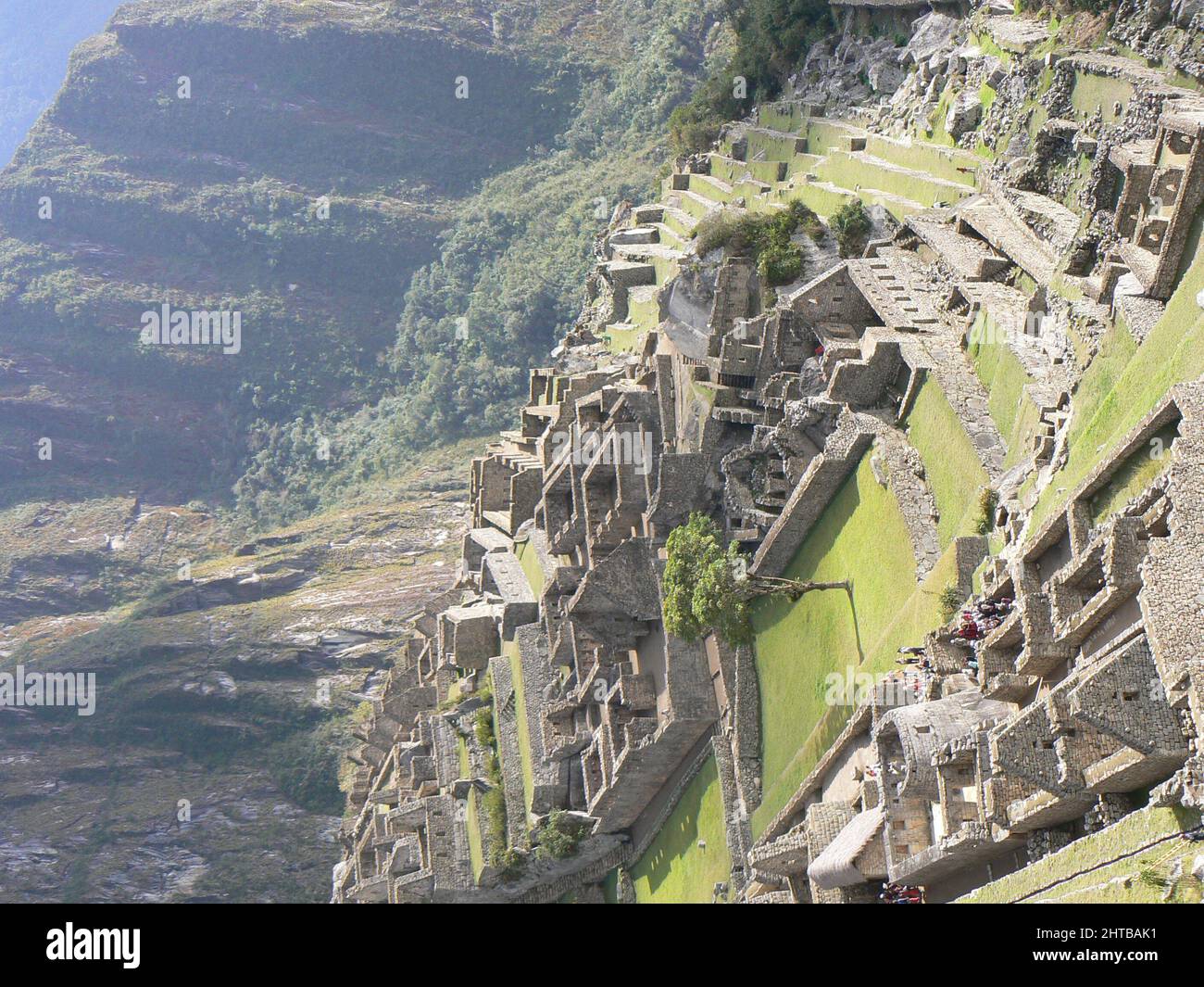 Vertical shot of the ancient stone architecture in Machu Picchu, Peru ...