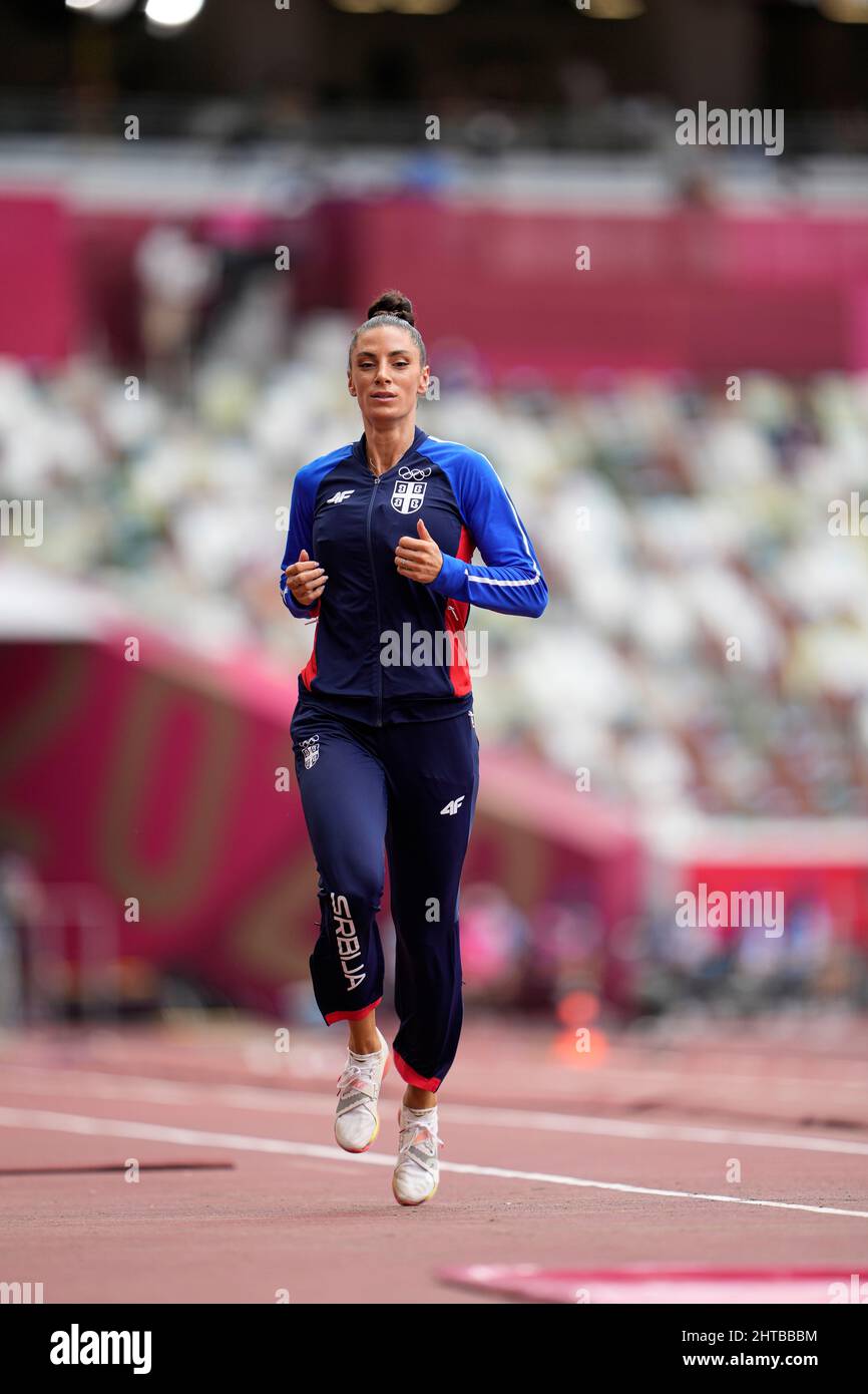 Ivana Spanovic participating in the Tokyo 2020 Olympic Games in the long jump discipline Stock