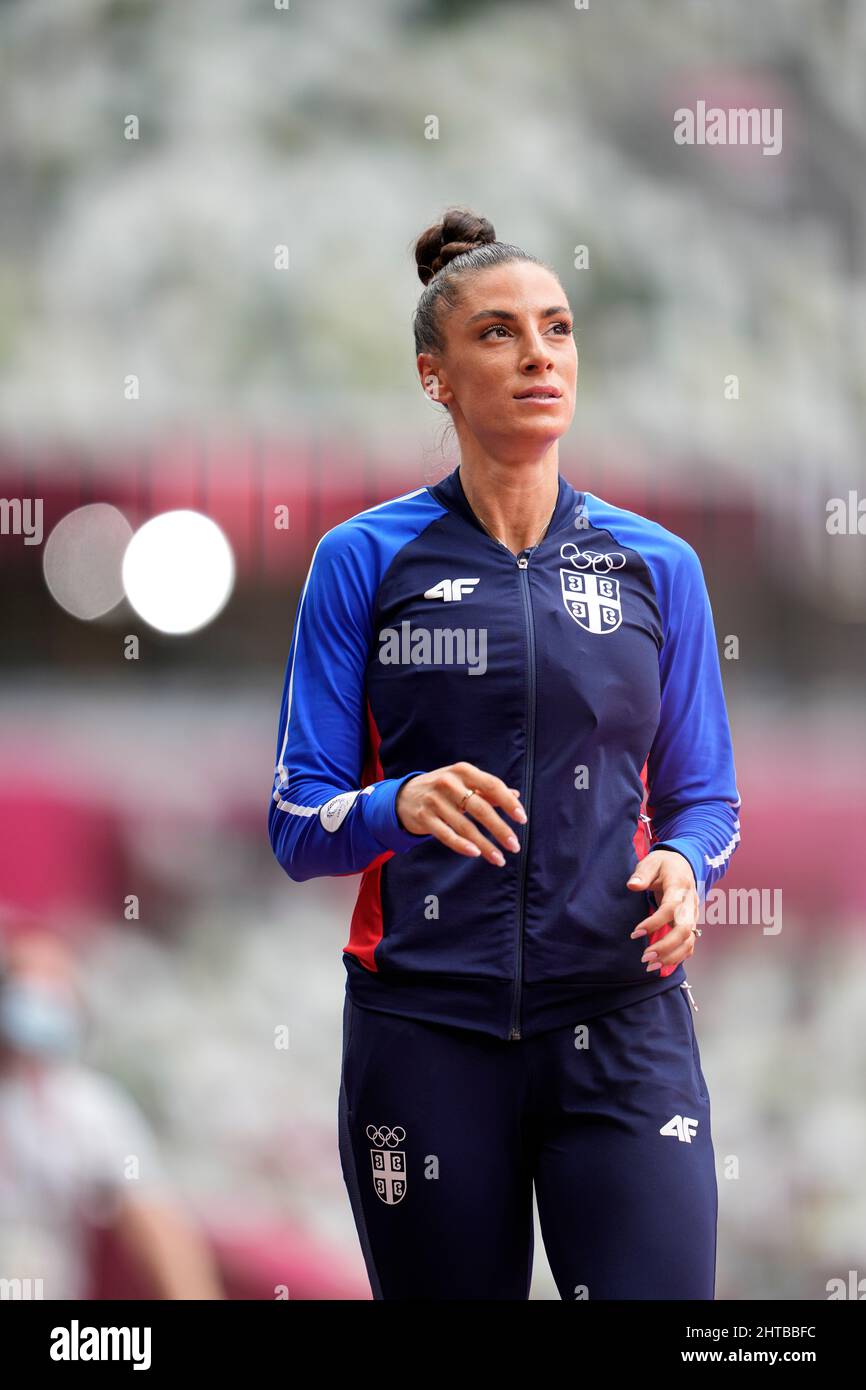 Ivana Spanovic participating in the Tokyo 2020 Olympic Games in the long jump discipline Stock