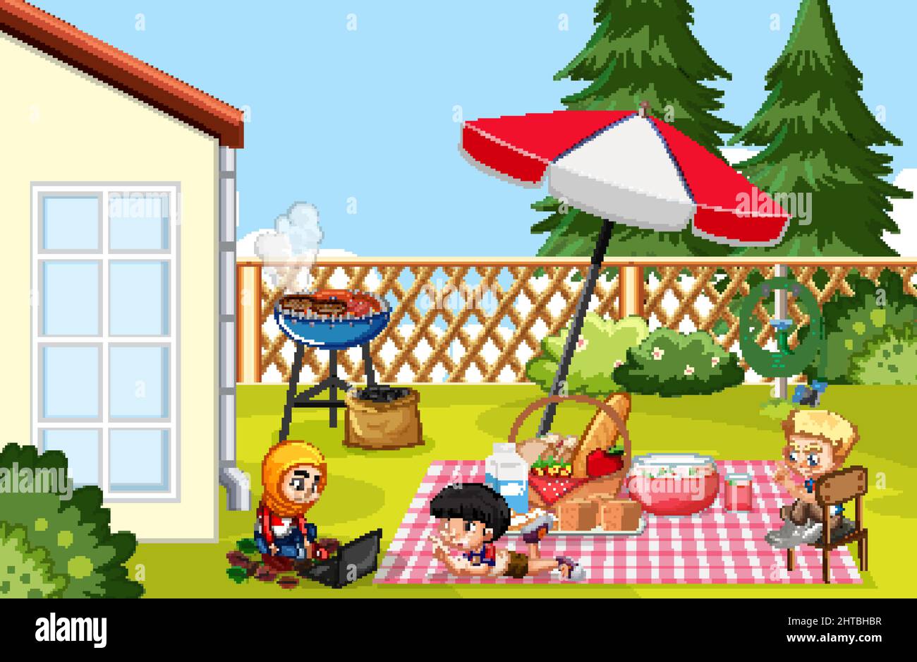 Scene with children in the park illustration Stock Vector Image & Art ...