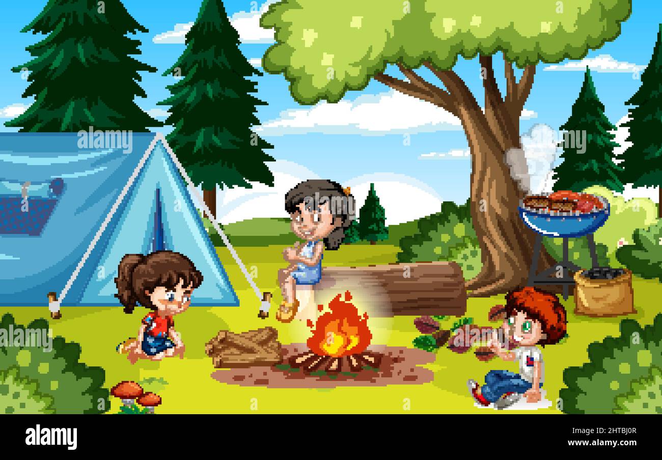 Scene with children in the park illustration Stock Vector Image & Art ...