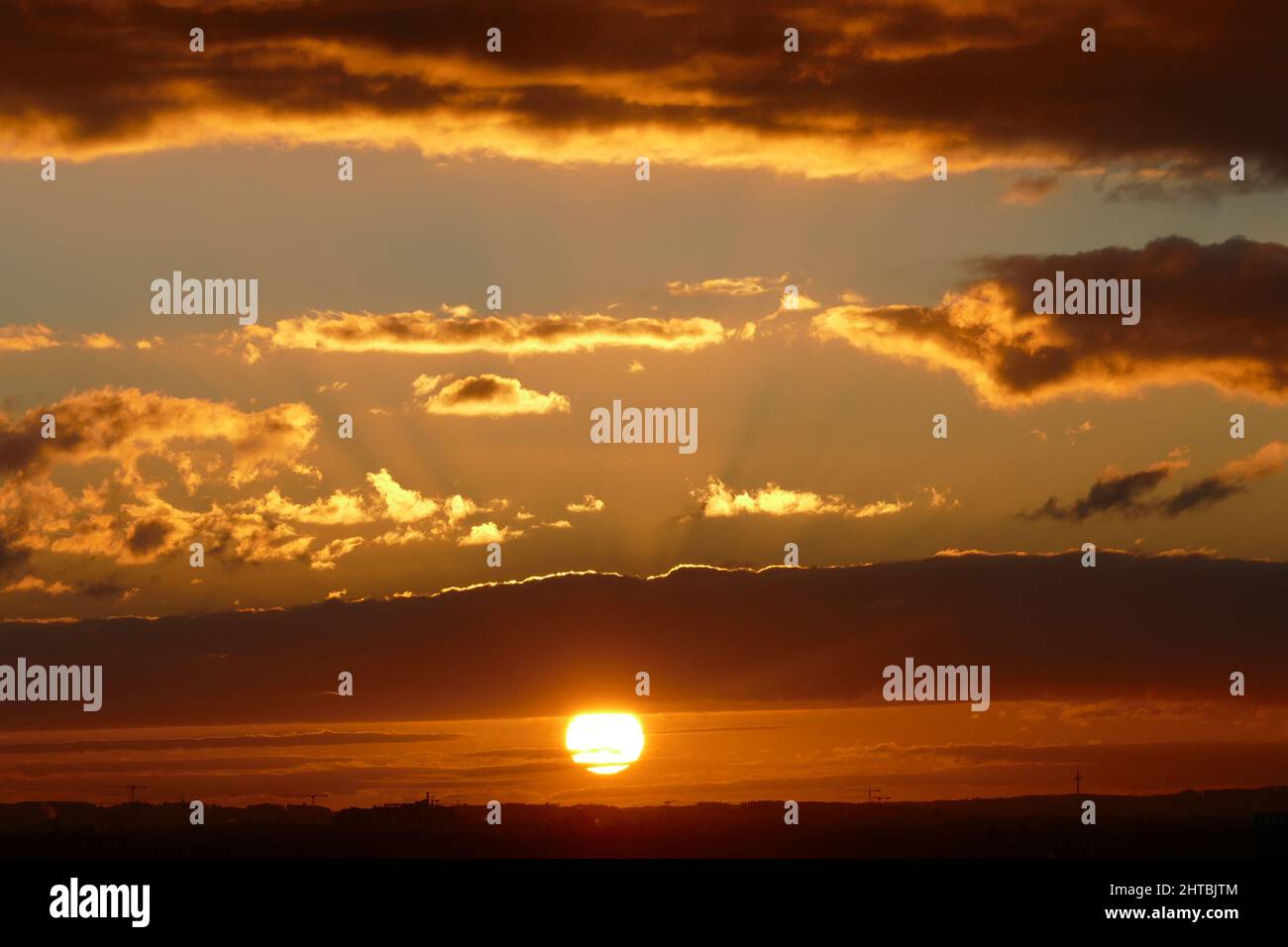 Sunsets after cold sunny day. Stock Photo