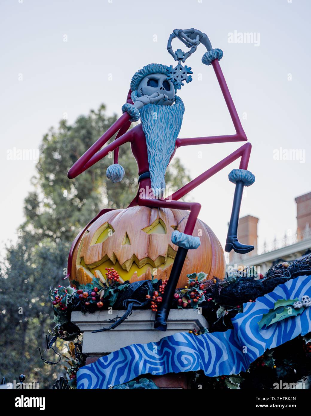 Closeup of Jack Skellington at Disneyland for their Christmas display at The Haunted Mansion Stock Photo