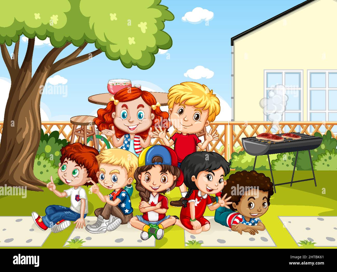 Scene with children in the park illustration Stock Vector Image & Art ...