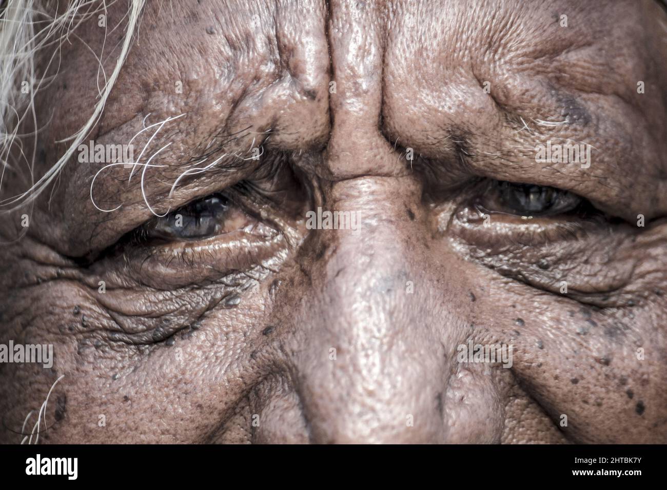 Face of an elderly man in India Stock Photo