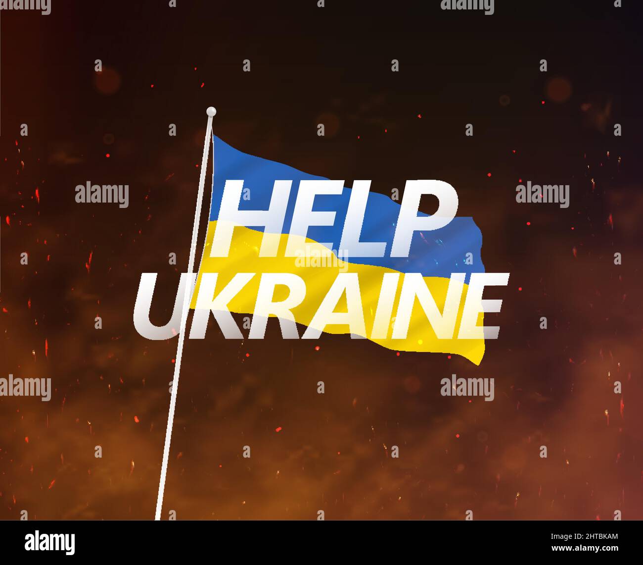 Help Ukraine concept banner with national flag Stock Vector